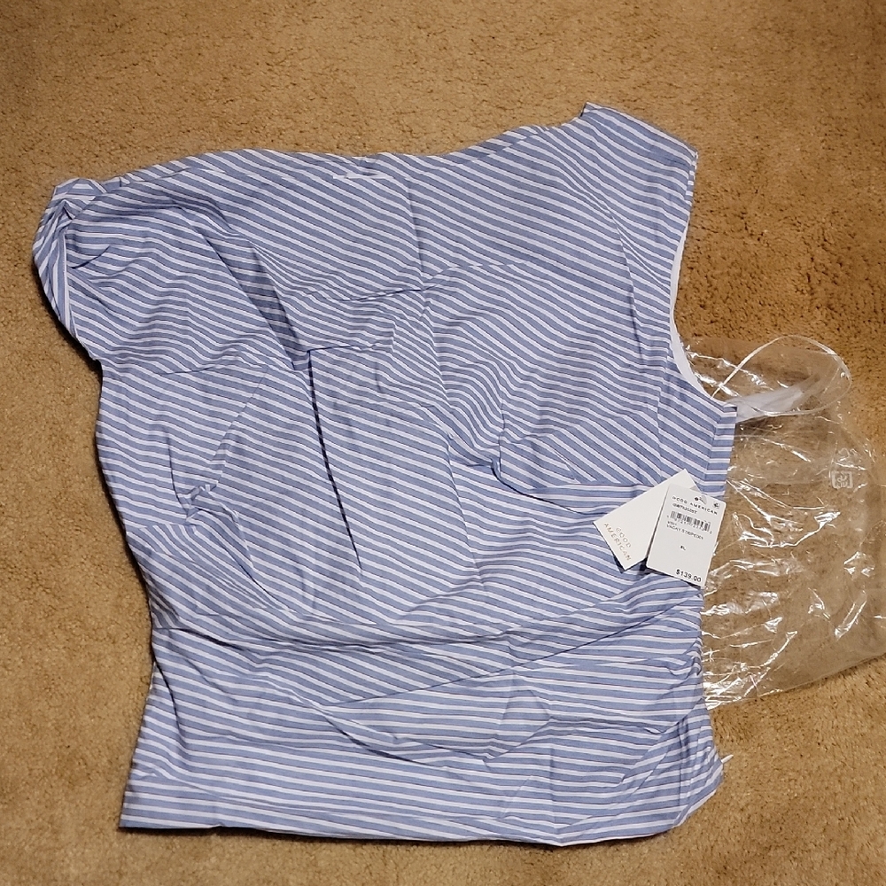 Good American Light Blue Striped Blouse